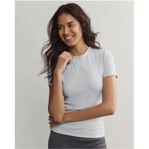 Rhone Womens Modern Rib Tee Short Sleeve Gray Mist Size Medium
